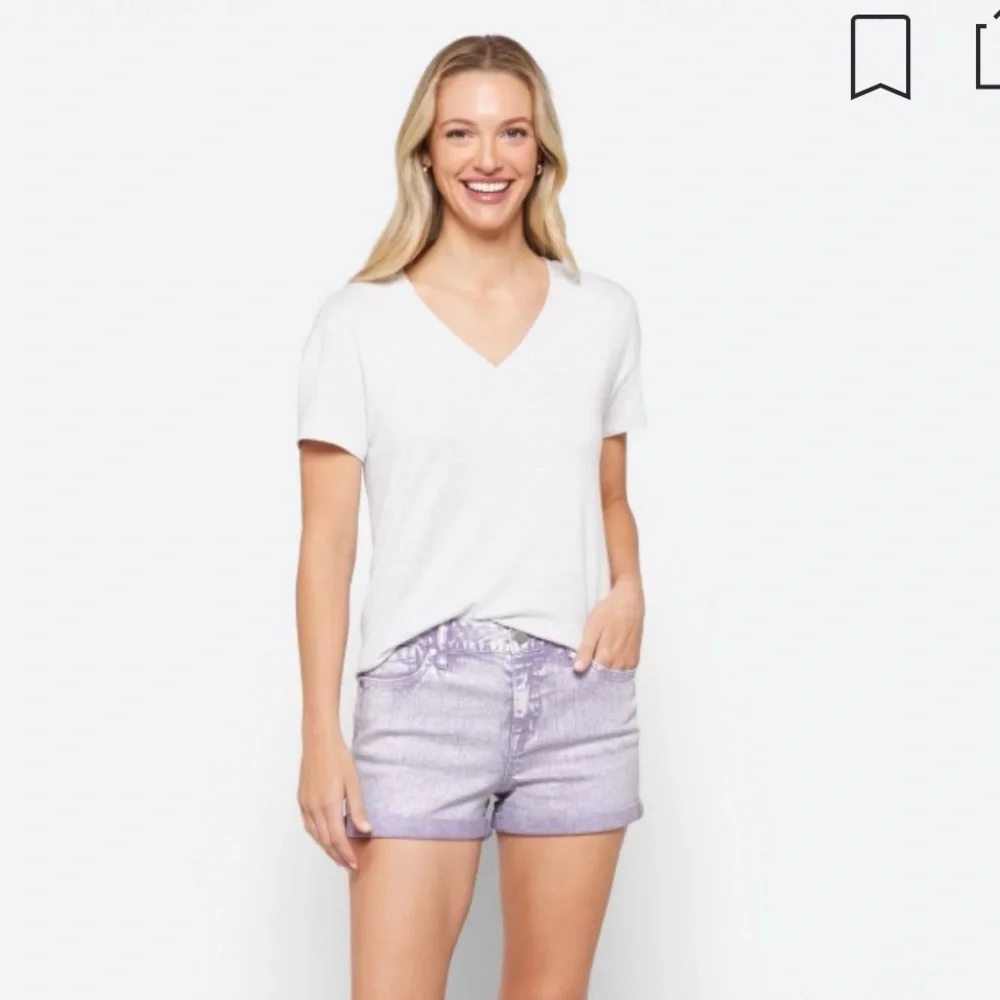 1822 Denim Annabeth High Rise Roll Short NWT 4 Light Purple - Picture 5 of 9